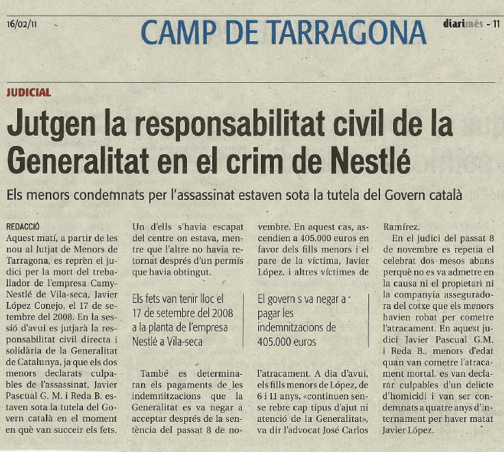 Juzgan la responsabilidad civil de la Generalitat en un crimen